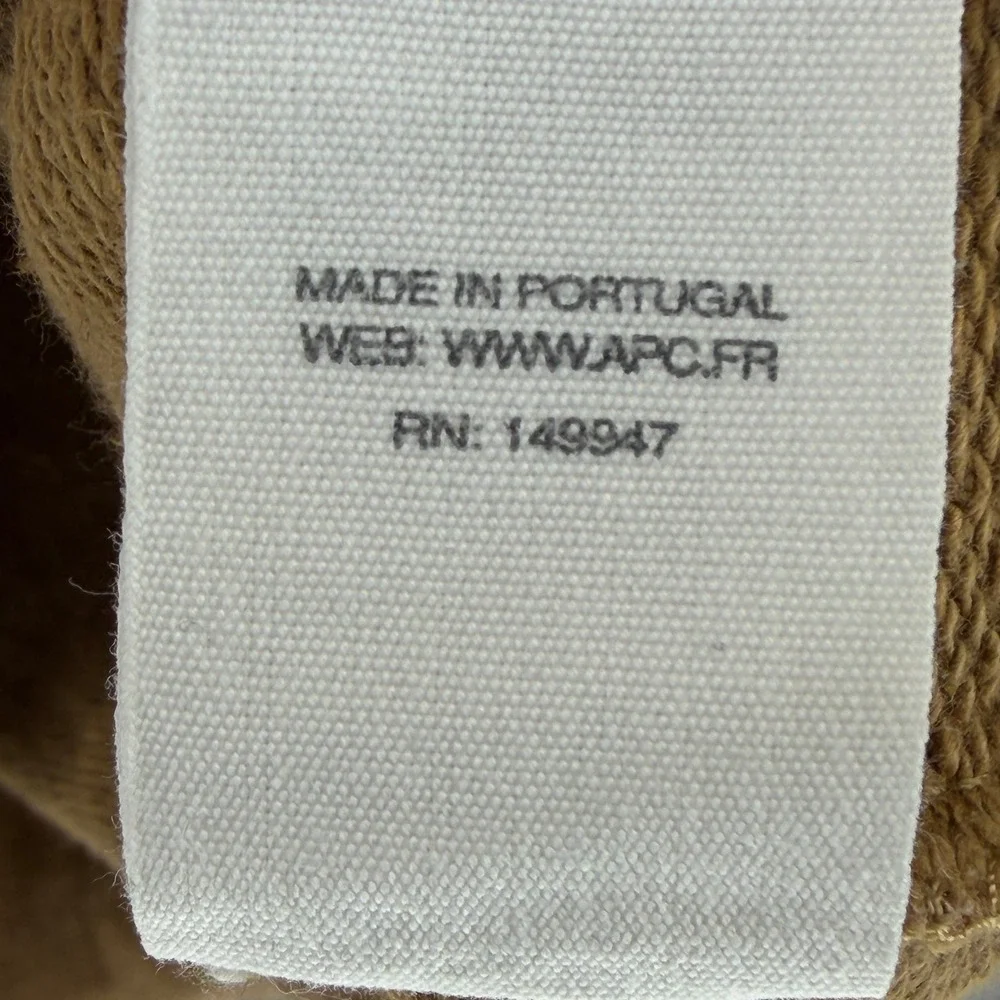 APC Rue Madame Paris Mens Medium‎ Camel Tan Cotton Linen Crewneck Sweatshirt
